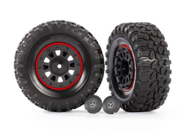 TRAXXAS CANYON RT 4.6X2.2 REIFEN AUF MB G63 FELGEN SCHWARZ/ROT (2)