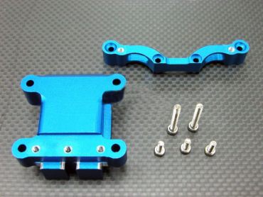 Aluminium Dämpfersteher & Getriebebox vorn blau GPM Tamiya TT01