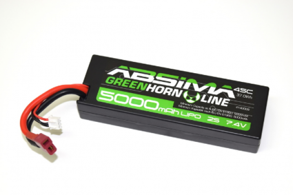 2S Absima LiPo Stick Pack 7.4V 45C 5000 Hardcase (T-Plug)