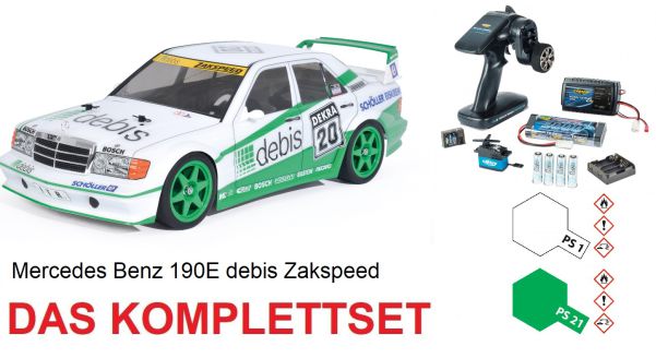 TAMIYA 1:10 RC Mercedes Benz 190E debis Zakspeed TT-01E - Komplettset