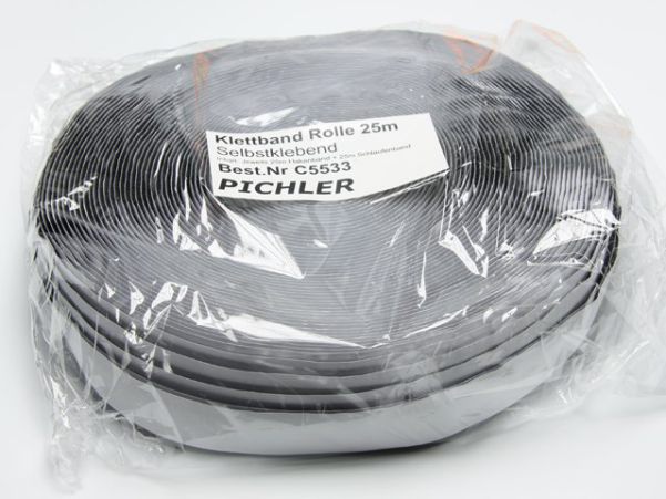 Pichler Klettband schwarz 25 Meter (VE= 1 Rolle)